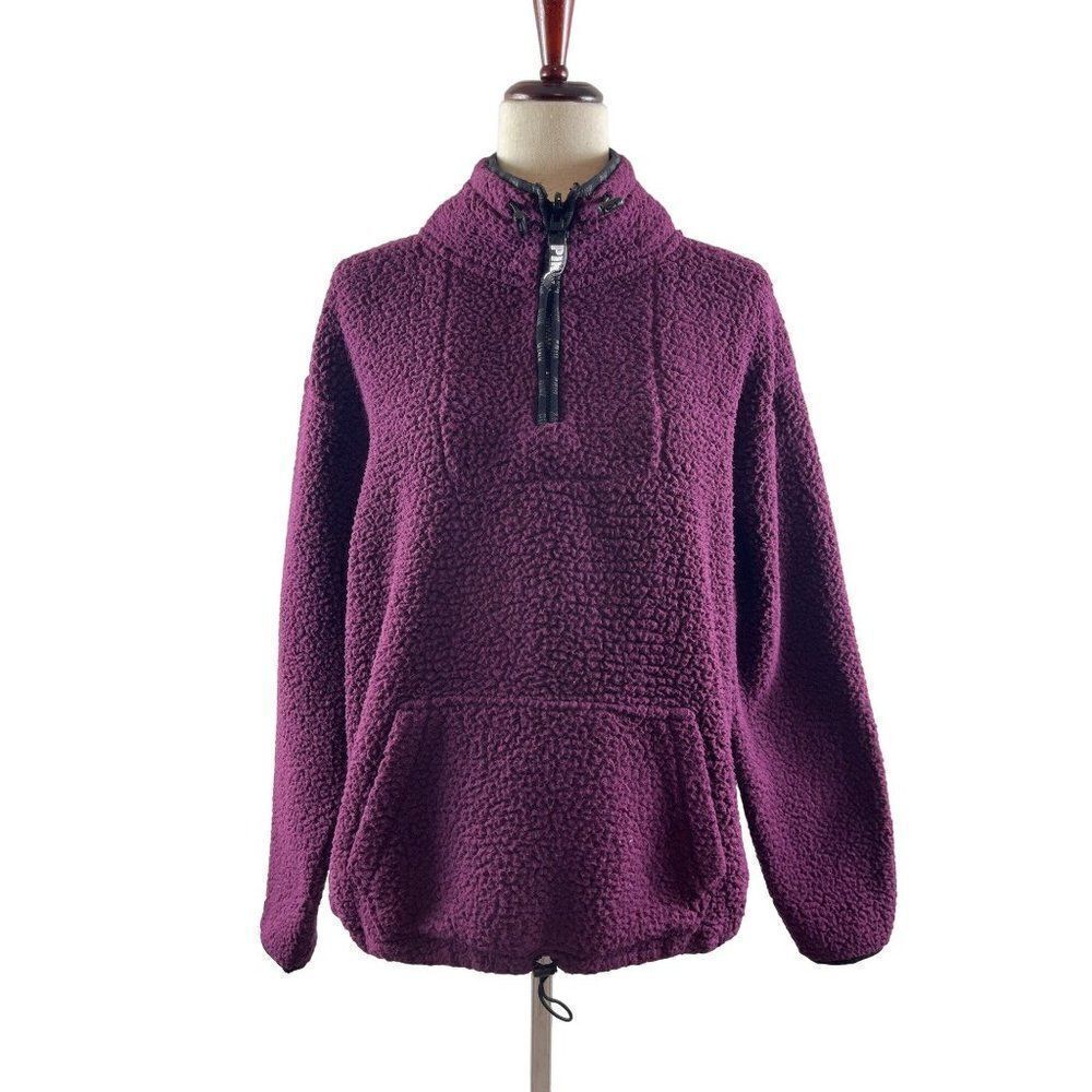 Victoria’s Secret PINK Wubby Nubby 1/2 Zip Sweater Size Medium Burgundy